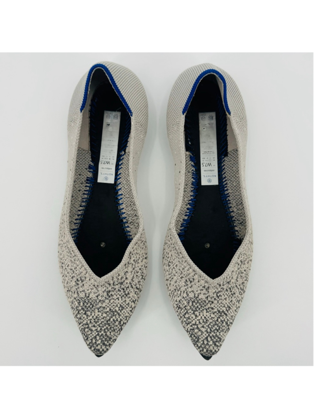 Rothy's The Point Flats Silver Gray Metallic Pearl Knit Size 7.5